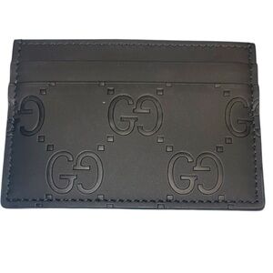 Authentic Gucci Black Rubber Effect Card Holder+COA